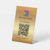 Signe De Table QR Code Votre Logo Faux Gold Custom Scan For Menu (Recto)