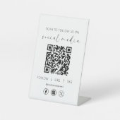 Signe De Table QR Code White Scan To Follow Us on Social Network (Recto)