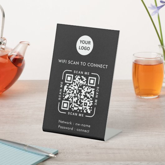 Signe De Table QR Code Wifi | Business Logo Scan to Connect (In SItu)