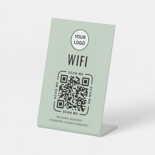 Signe De Table QR Code Wifi | Business Logo Scan to Connect Pink (Recto)
