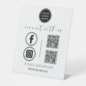 Signe De Table QR Connect With Us Business Logo Médias sociaux (Recto)