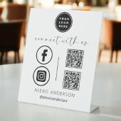 Signe De Table QR Connect With Us Business Logo Médias sociaux