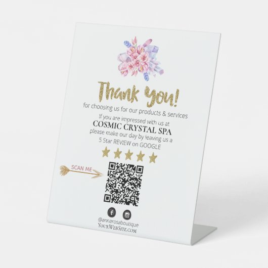 Signe De Table *~* QR FLORAL CRYSTAL Review Logo MERCI AP8 (Recto)