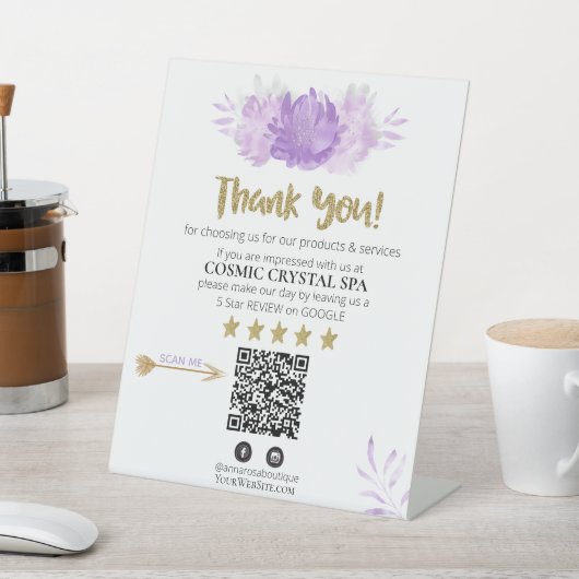 Signe De Table *~* QR FLORAL PINK Review Logo MERCI AP8 (In SItu)