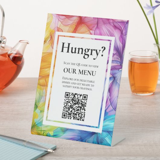 Signe De Table QR Menu Mariage Fleur éthérée (In SItu)