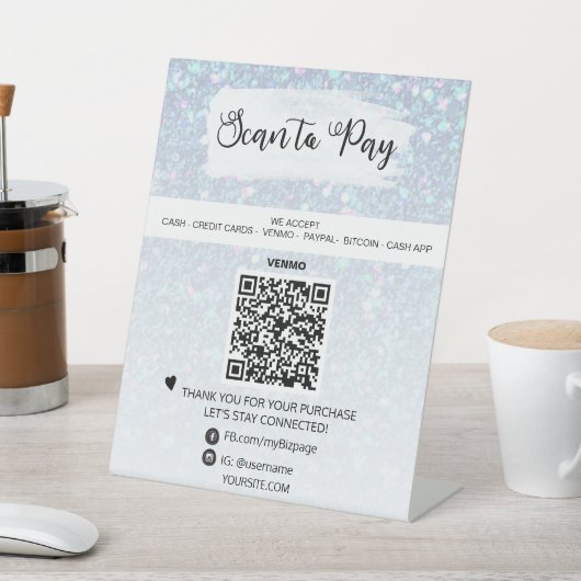 Signe De Table *~* QR PAIEMENT Table Tablette Table Tente Piédest (In SItu)