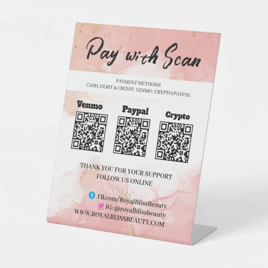 Signe De Table QR Payment Table Tent Tabletop Pedestal Sign (Recto)