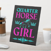 Signe De Table Quart Horse Girl en Aqua et Rose (In SItu)