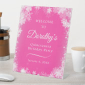 Signe De Table Quinceanera 6 fêtards rose bienvenue (In SItu)