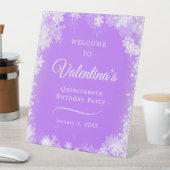 Signe De Table Quinceanera Party Snowflake Purple Bienvenue (In SItu)