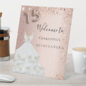 Signe De Table Quinceanera rose or parties scintillant robe bienv (In SItu)