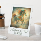 Signe De Table Radiant Emerald Flame Horse – Elegant Fantasy (In SItu)