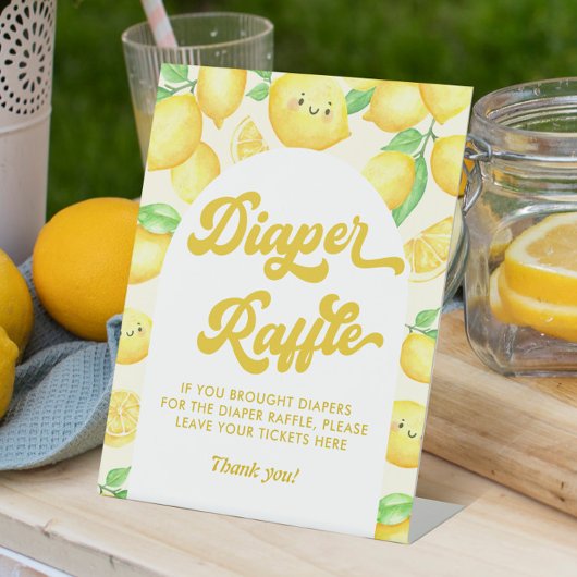 Signe De Table Raffin de Baby shower citron