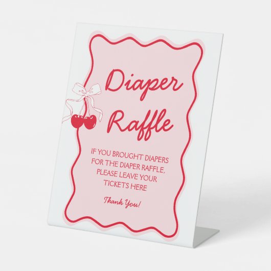 Signe De Table Raffle de couche de Baby shower cerise (Recto)