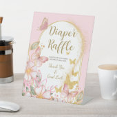 Signe De Table Raffle de couches | Baby shower papillon rose (In SItu)