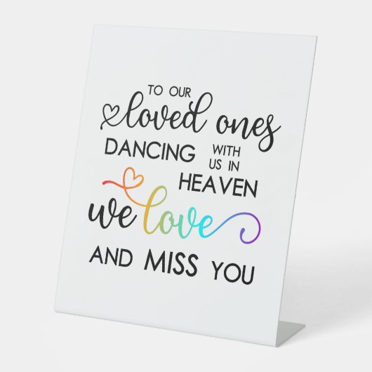 Signe De Table Rainbow Heart Script Danser En Mariage Ciel (Recto)