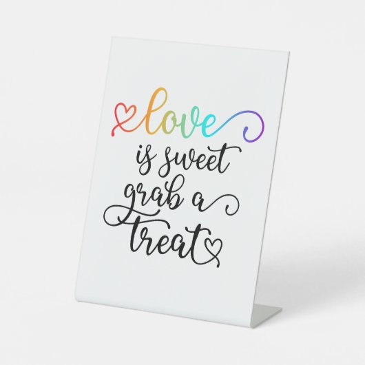 Signe De Table Rainbow Heart Script L'amour est doux Faveur (Recto)