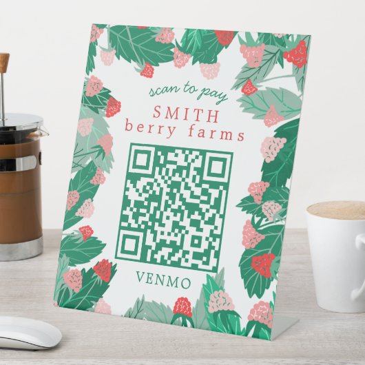 Signe De Table Raspberry Patch SCANNEZ POUR PAYER CODE QR PERSONN (In SItu)