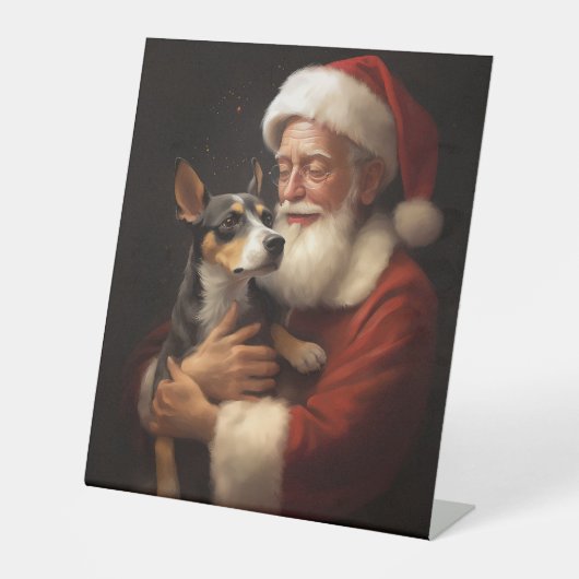 Signe De Table Rat Terrier Avec Noël Festif Du Père Noël (Recto)