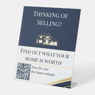 Signe De Table Realtor Home Value QR Sign Navy Gold