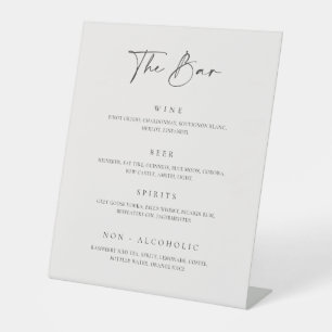 Signe De Table Réception de la barre de menus de boissons mariage