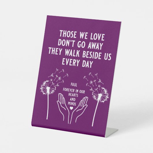 Signe De Table Réception funéraire en mémoire (Recto)