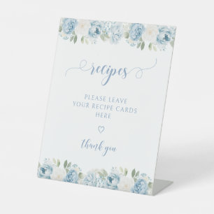 Signe De Table Recette de Baby Shower de Mariage Florale Bleu Cla