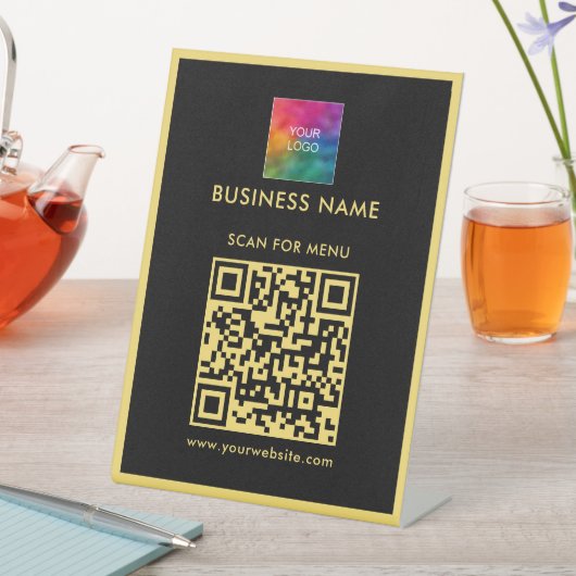 Signe De Table Rechercher Le Code QR Du Menu Téléchargez Votre Lo (In SItu)