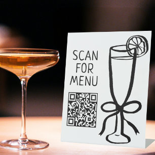 Signe De Table Recherchez le code QR du menu des boissons Bar à c