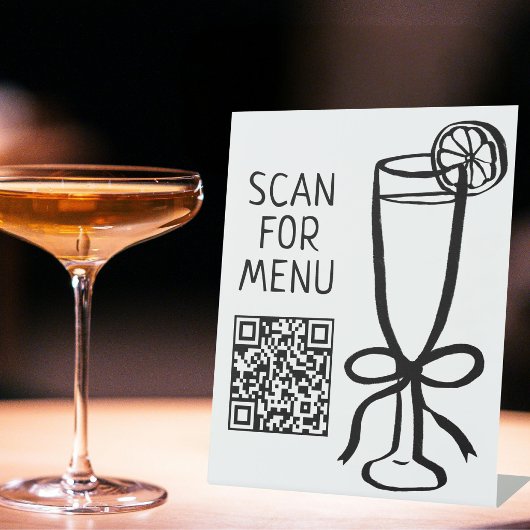 Signe De Table Recherchez le code QR du menu des boissons Bar à c