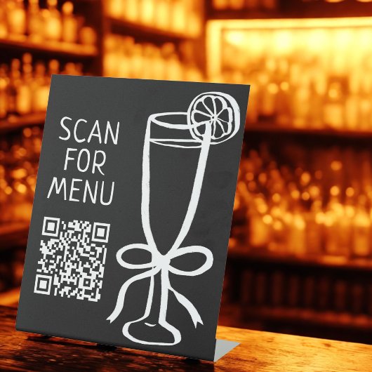 Signe De Table Recherchez le code QR du menu des boissons Bar à c