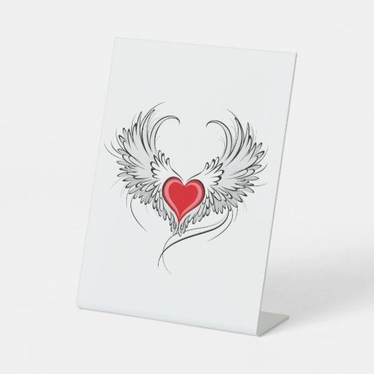 Signe De Table Red Angel Coeur avec ailes (Recto)