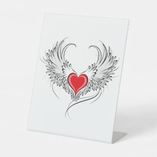Signe De Table Red Angel Coeur avec ailes