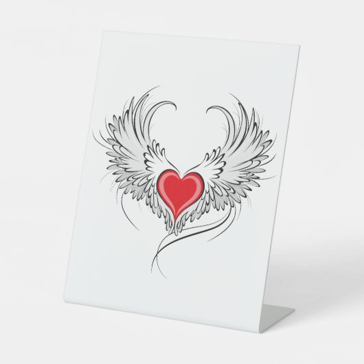 Signe De Table Red Angel Coeur avec ailes (Recto)