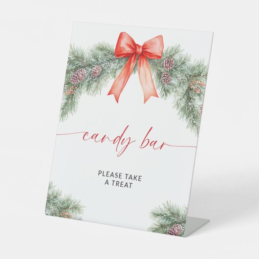 Signe De Table Red Bow Christmas Candy Bar (Recto)