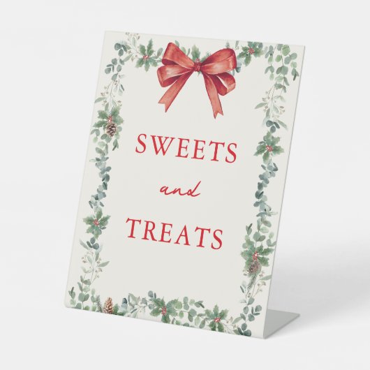 Signe De Table Red Bow Holiday Party Sweets and Treats (Recto)