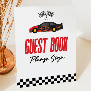 Signe De Table Red Flame Race Car Invité Book Party