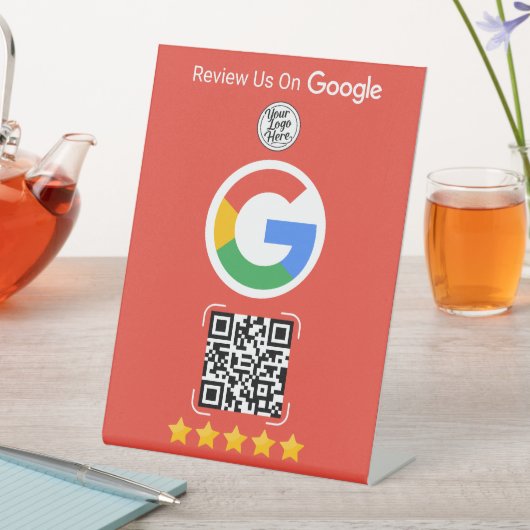 Signe De Table Red Google Review Business Stand with QR Code (In SItu)