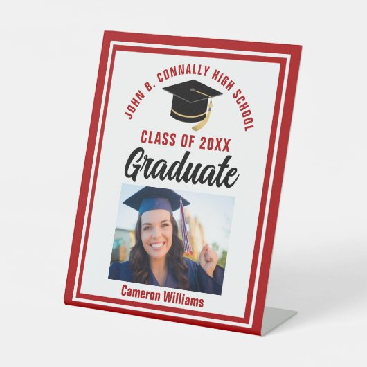 Signe De Table Red Graduation Custom Graduate Photo Party (Recto)