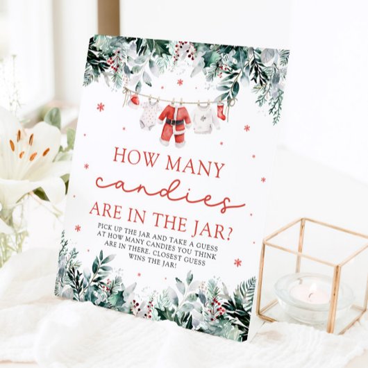 Signe De Table Red Père Noël Baby Devine Combien de bonbons Baby 