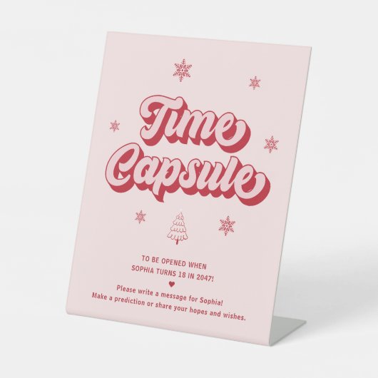 Signe De Table Red Pink Noël 1er Anniversaire Heure Capsule Jeu (Recto)
