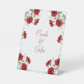 Signe De Table Red Rose Romantic Wedding Cards Gift Sign (Recto)