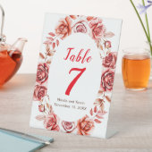 Signe De Table Red Roses Floral Mariage Numéro de table (In SItu)