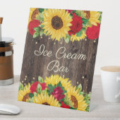 Signe De Table Red Roses Tournesols Fête Anniversaire Glace Bar (In SItu)