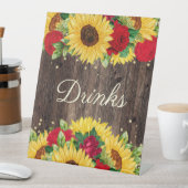 Signe De Table Red Roses Tournesols Fête d'anniversaire Boisson S (In SItu)