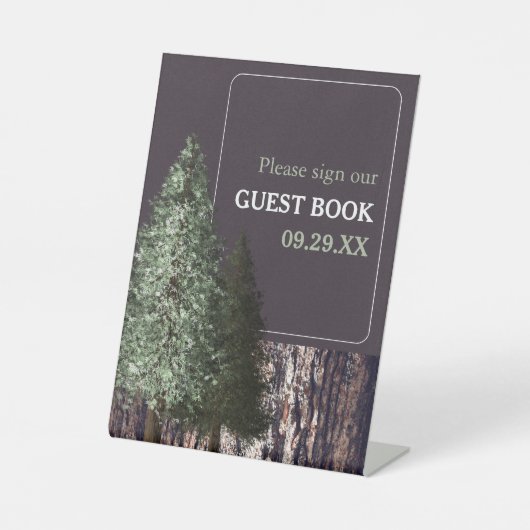 Signe De Table Redwoods & Bark, Mariage rustique (Recto)