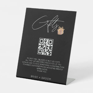 Signe De Table Registre de cadeaux QR minimaliste fonds de lune d