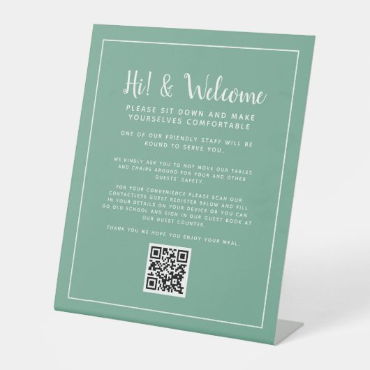 Signe De Table Registre sans contact de code QR (Recto)