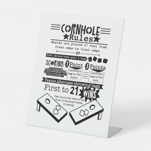Signe De Table Règles de Cornhole (Recto)