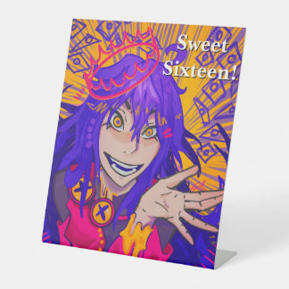 Signe De Table Reine anime douce seize ans joyeux anniversaire